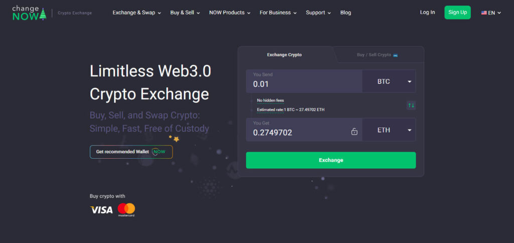 ChangeNOW Non KYC Crypto Exchange