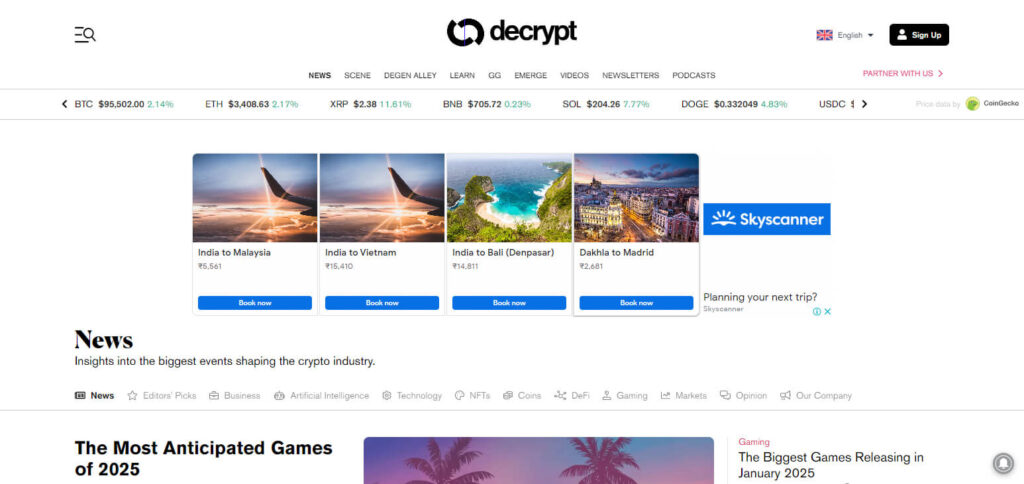 Decrypt Crypto News Websites