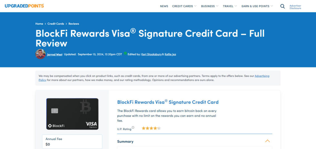 BlockFi Rewards Visa Signature Card