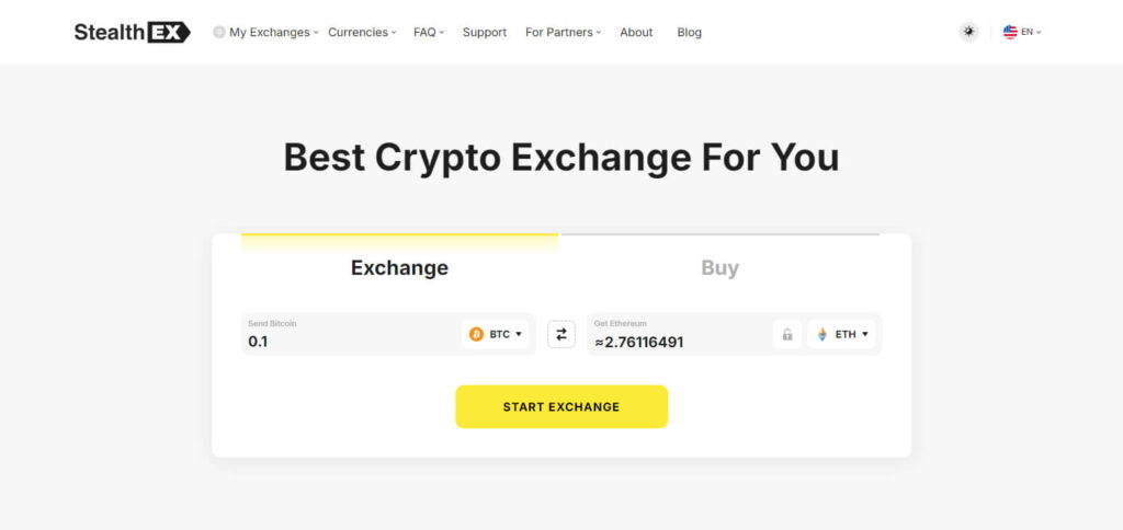 StealthEX Non KYC Crypto Exchange