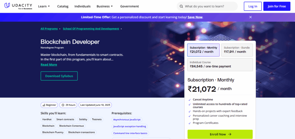 7 Best Blockchain Courses Online for 2025 2 Blockchain Developer Nanodegree (Udacity)