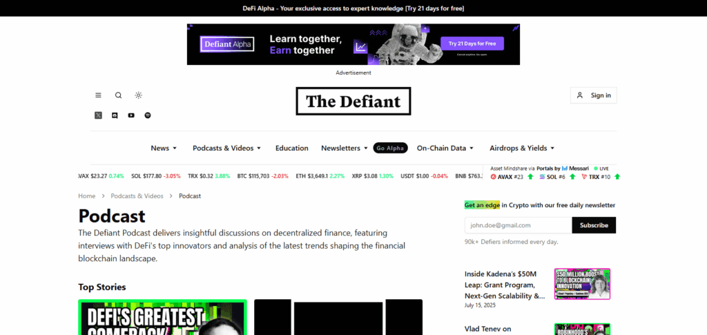 10 Best Crypto Podcasts for Beginners 8 The Defiant Podcast